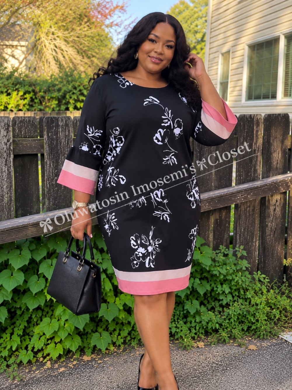 Blush Trim Floral Shift Dress